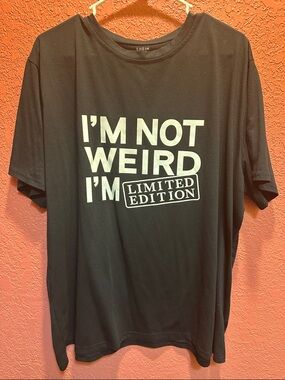 SHEIN Black Short Sleeve Graphic Tee with White Text